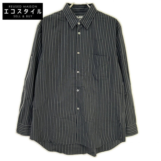 BLACKCOMMEdesGARCONS ブラックコムデギャルソン 1O-B009 25SS ブラック ピンストライプ ジップ シャツ トップス