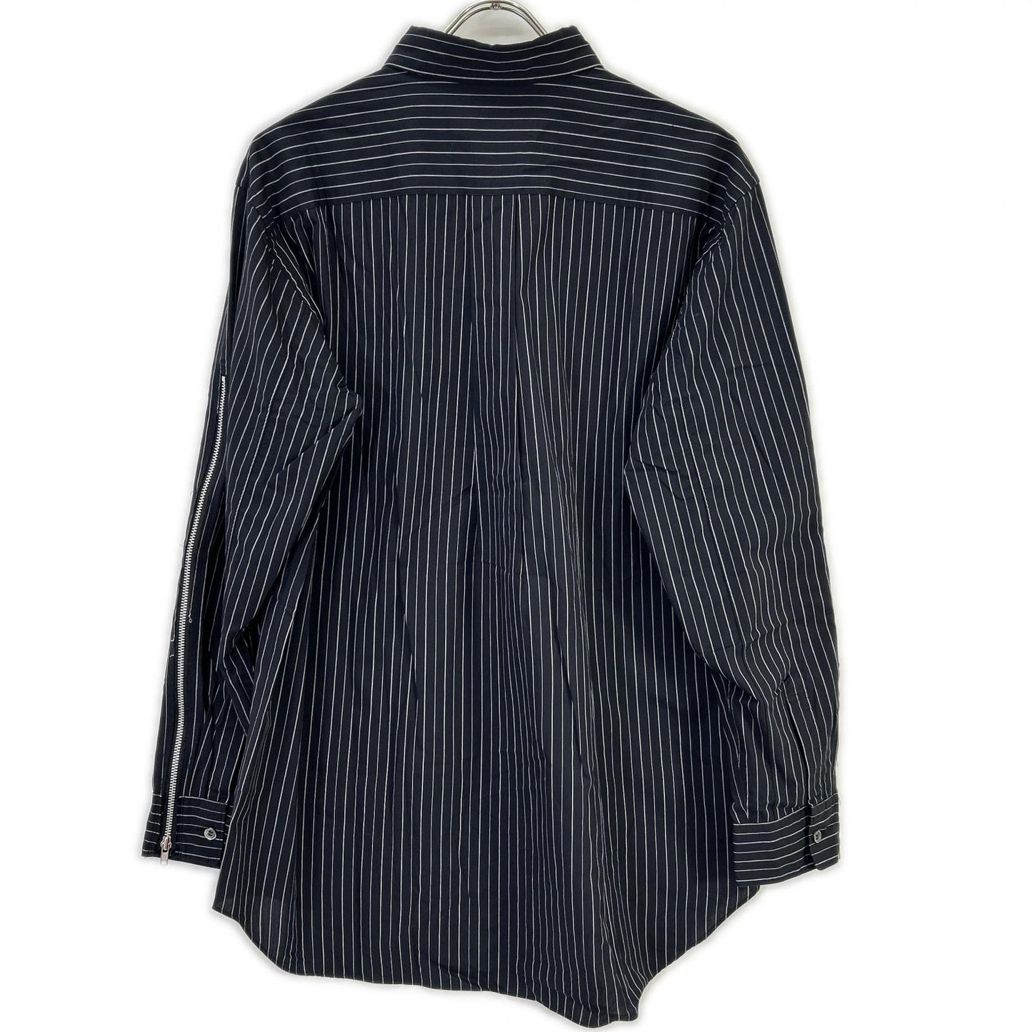 BLACKCOMMEdesGARCONS ブラックコムデギャルソン 1O-B009 25SS ブラック ピンストライプ ジップ シャツ トップス