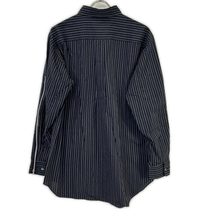 BLACKCOMMEdesGARCONS ブラックコムデギャルソン 1O-B009 25SS ブラック ピンストライプ ジップ シャツ トップス