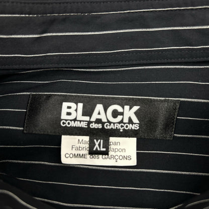 BLACKCOMMEdesGARCONS ブラックコムデギャルソン 1O-B009 25SS ブラック ピンストライプ ジップ シャツ トップス
