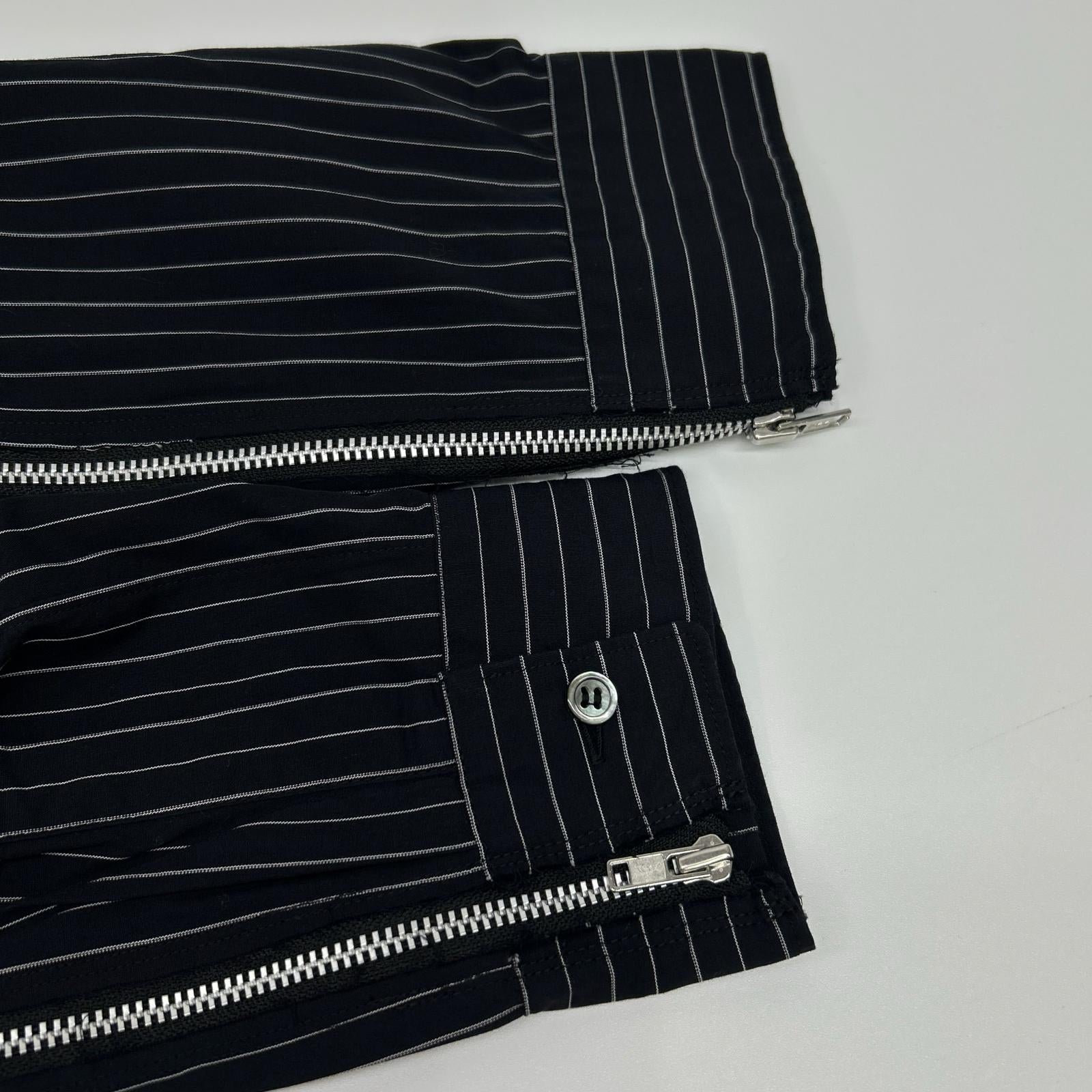 BLACKCOMMEdesGARCONS ブラックコムデギャルソン 1O-B009 25SS ブラック ピンストライプ ジップ シャツ トップス