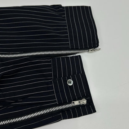 BLACKCOMMEdesGARCONS ブラックコムデギャルソン 1O-B009 25SS ブラック ピンストライプ ジップ シャツ トップス