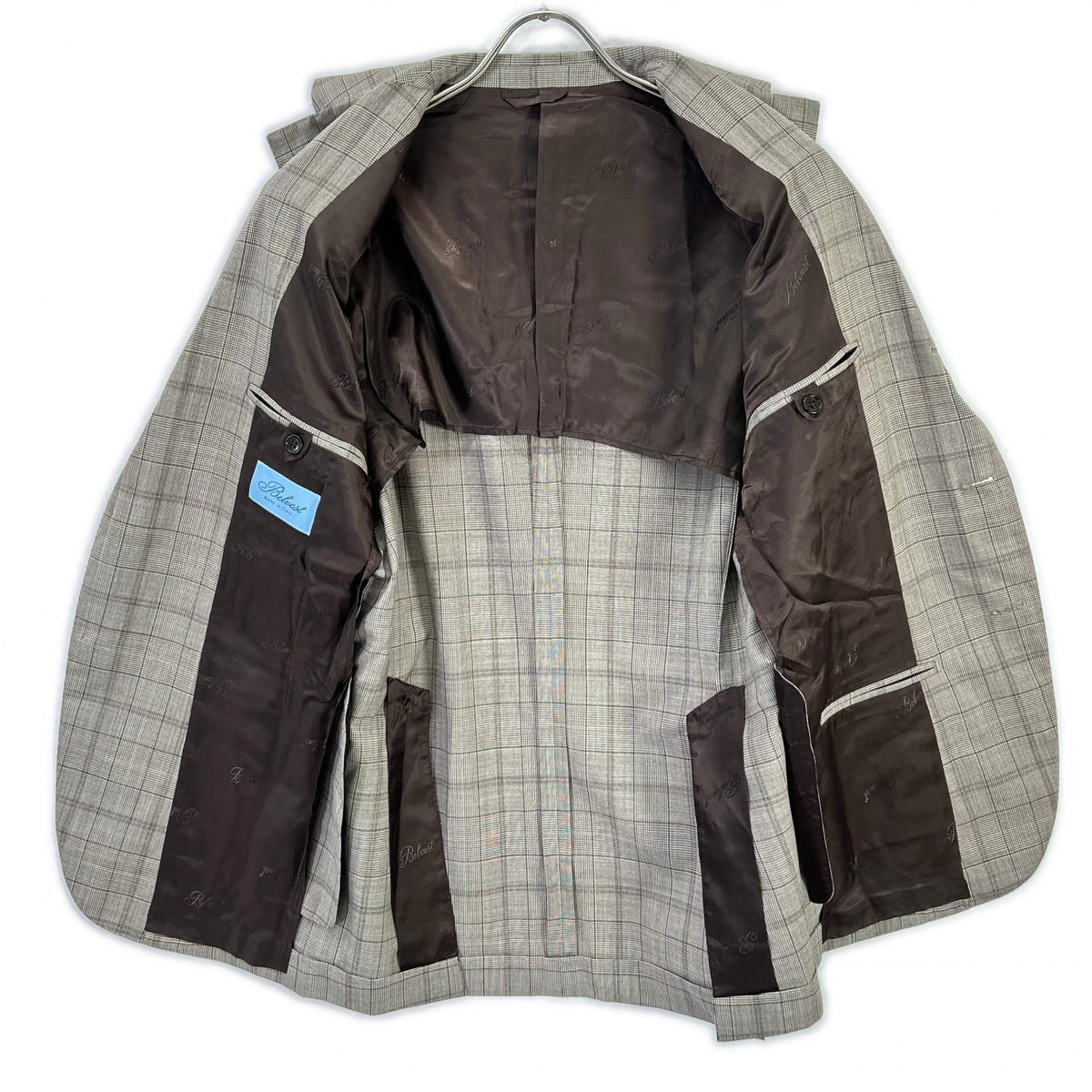 Belvest A71100 Brown Check SUPER130's Wool Check Suit Suit Set
