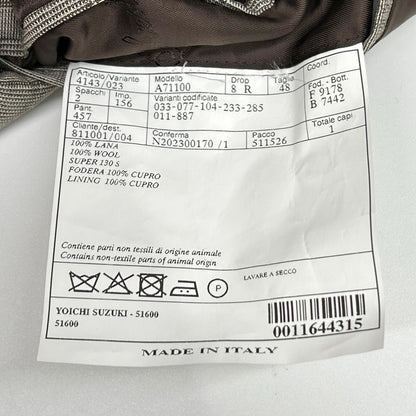 Belvest A71100 Brown Check SUPER130's Wool Check Suit Suit Set