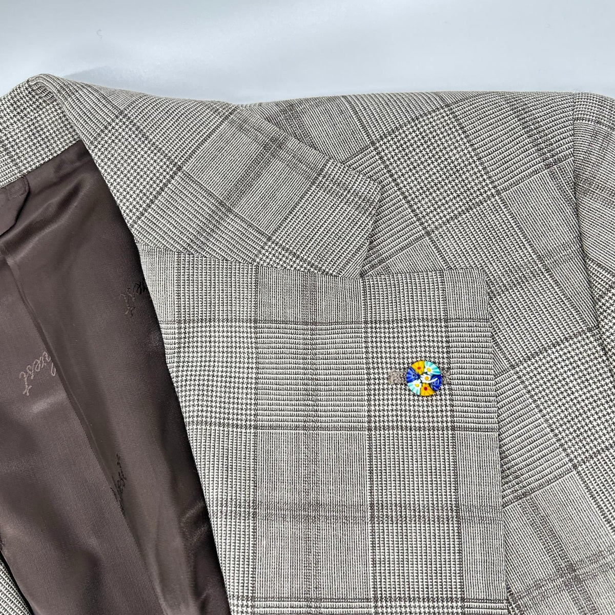 Belvest A71100 Brown Check SUPER130's Wool Check Suit Suit Set