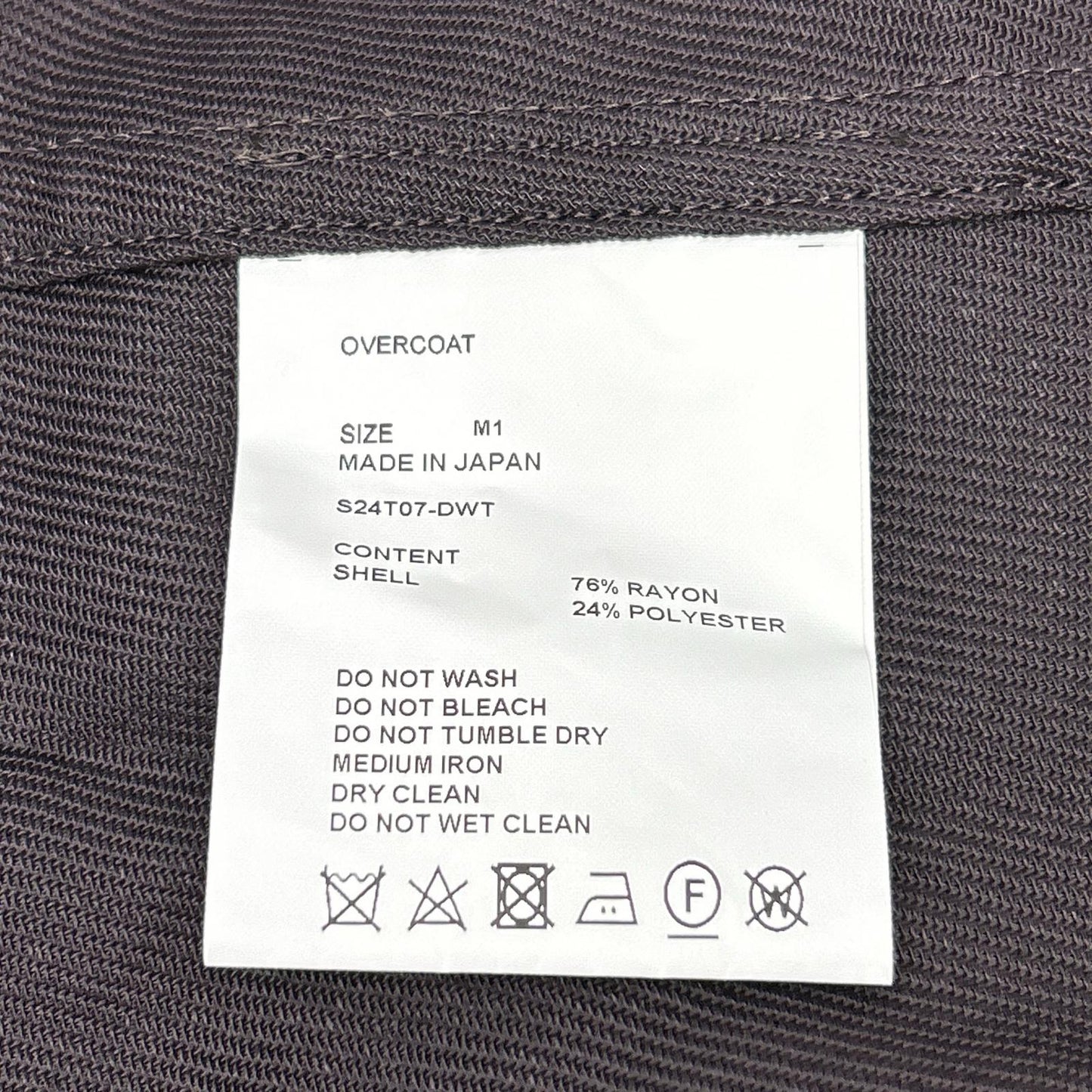 OVERCOAT オーバーコート S24T07-DWT ダークブラウン ドロップショルダーコート コート