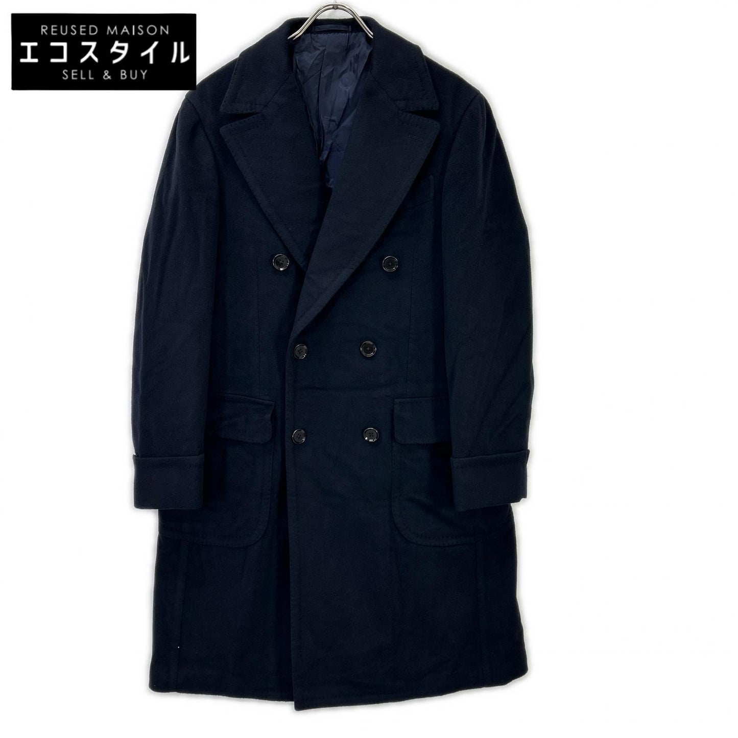 BARNEYSNEWYORK バーニーズニューヨーク RE015F13X ネイビー ダブルブレスト ウールカシミヤ コート コート