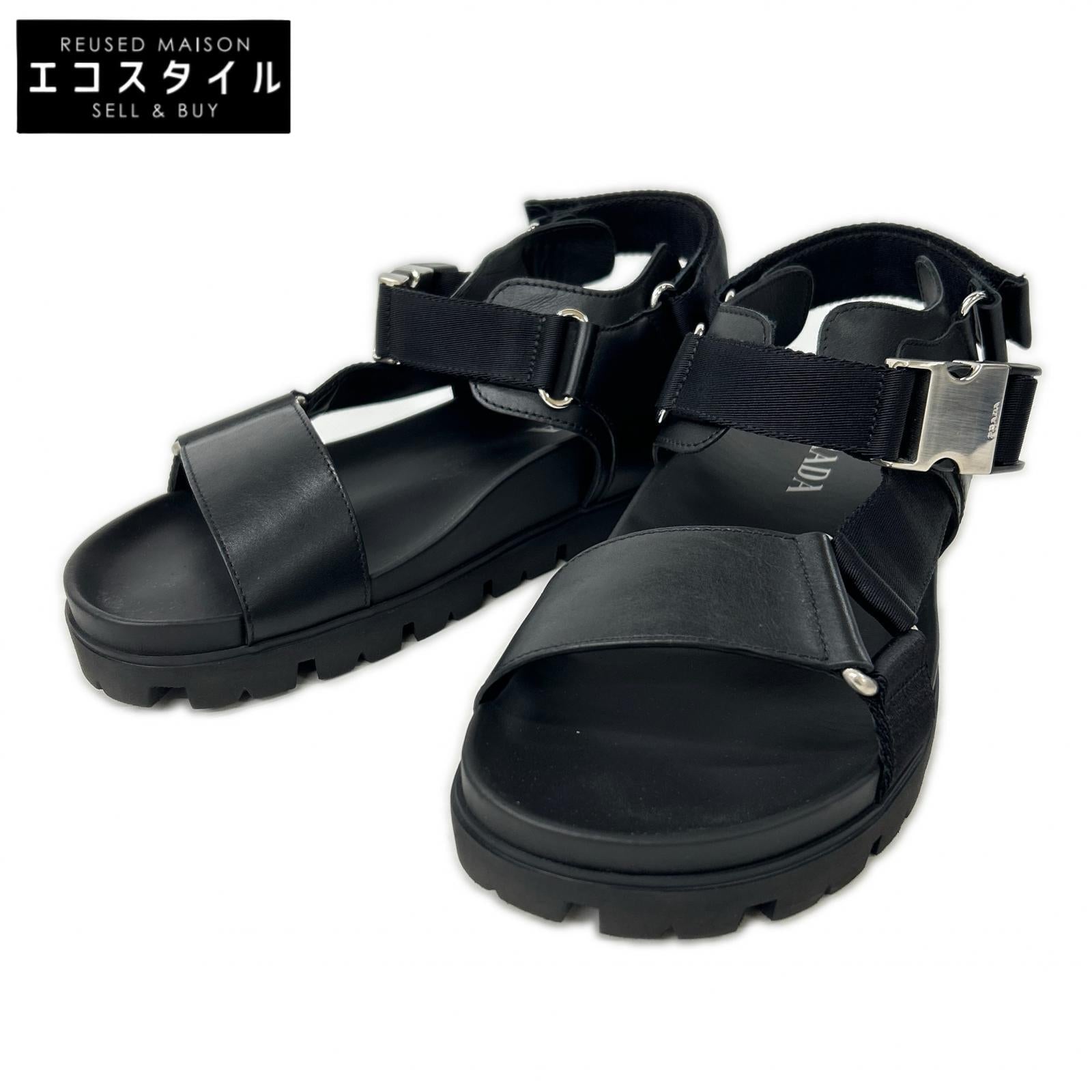 PRADA プラダ 【美品】2X3055 レザーｘナイロン バックルストラップ サンダル シューズ