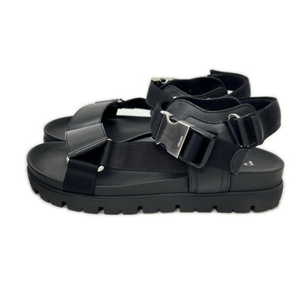 PRADA プラダ 【美品】2X3055 レザーｘナイロン バックルストラップ サンダル シューズ