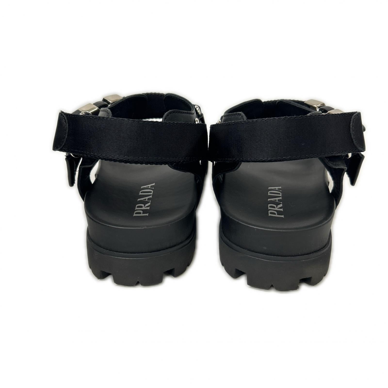 PRADA プラダ 【美品】2X3055 レザーｘナイロン バックルストラップ サンダル シューズ