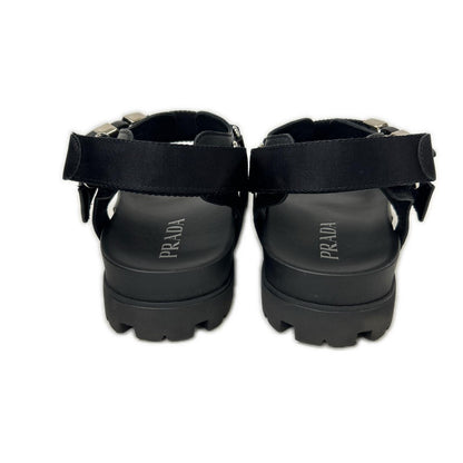 PRADA プラダ 【美品】2X3055 レザーｘナイロン バックルストラップ サンダル シューズ