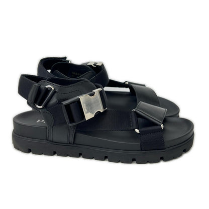 PRADA プラダ 【美品】2X3055 レザーｘナイロン バックルストラップ サンダル シューズ