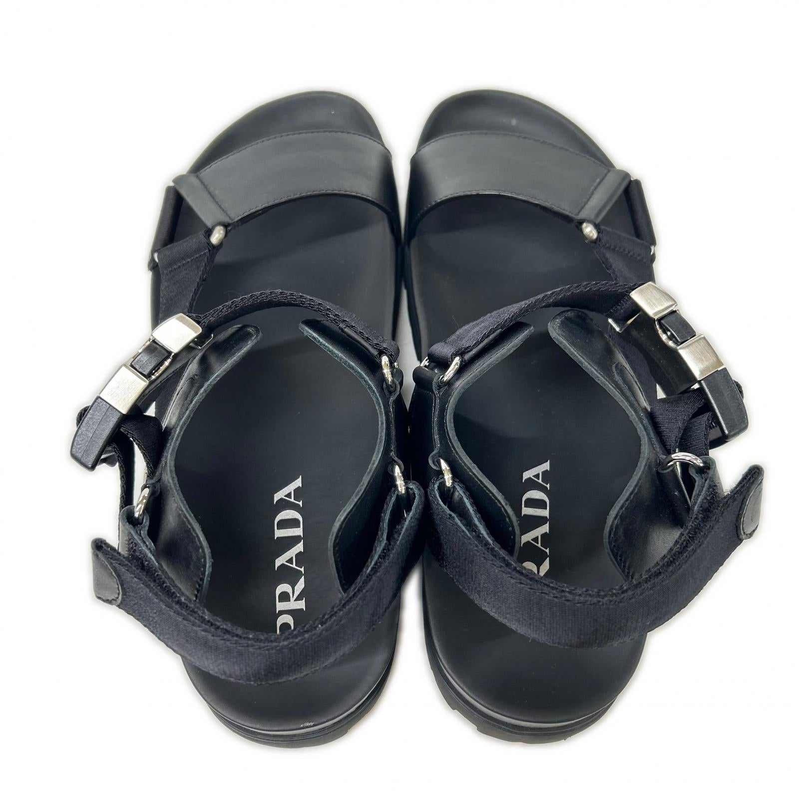 PRADA プラダ 【美品】2X3055 レザーｘナイロン バックルストラップ サンダル シューズ