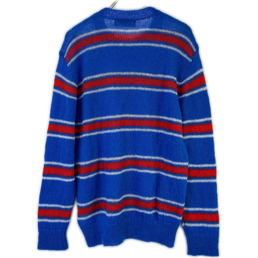 DSQUARED2 ディースクエアード S74HA1396 ブルー モヘア混 Striped Knit CrewneckPullover トップス