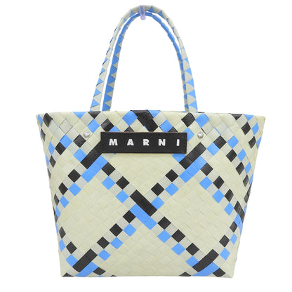 MARNI マルニ 美品 アイボリー×ブルー系 ピクニックバッグ ハンドバッグ レディース ハンドバッグ