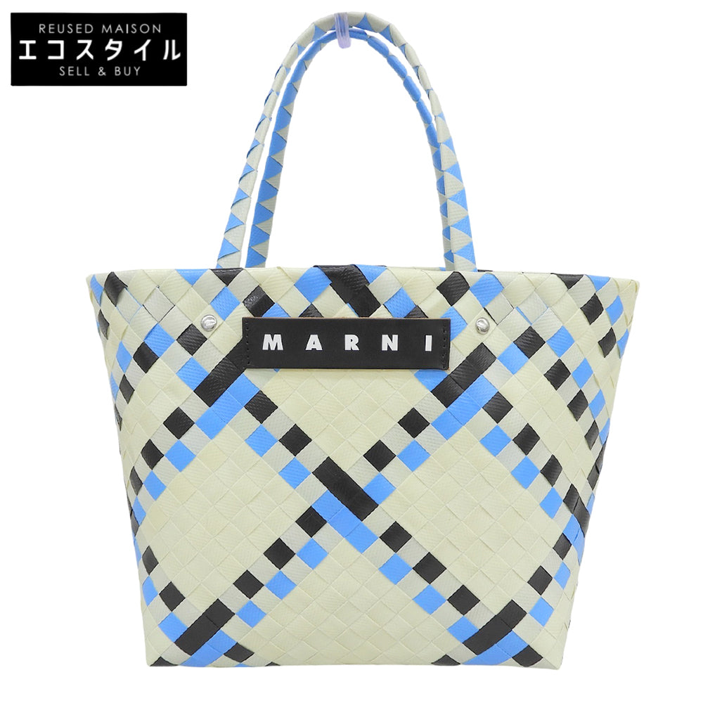 MARNI マルニ 美品 アイボリー×ブルー系 ピクニックバッグ ハンドバッグ レディース ハンドバッグ