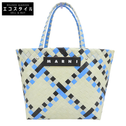 MARNI マルニ 美品 アイボリー×ブルー系 ピクニックバッグ ハンドバッグ レディース ハンドバッグ