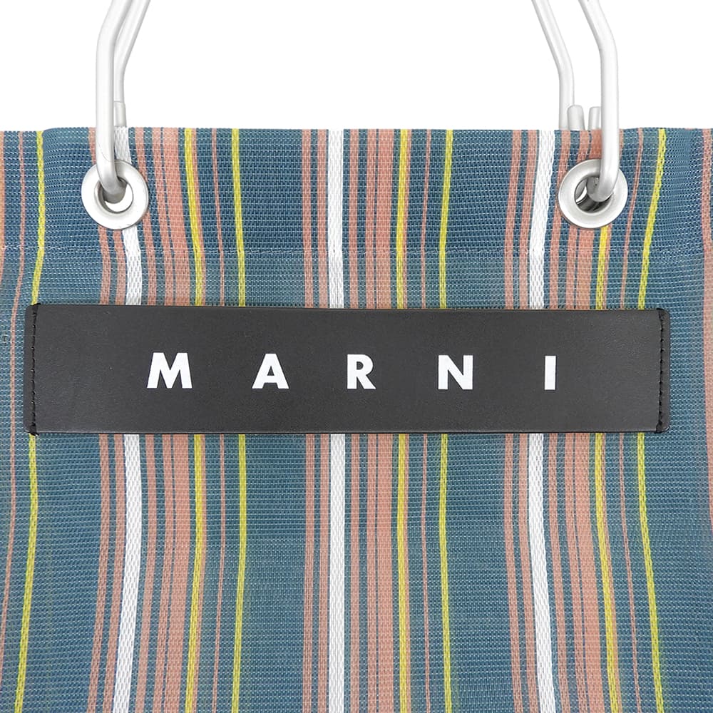 MARNI マルニ 美品 ストライプ フラワーカフェ トートバッグ レディース グリーン系 トートバッグ