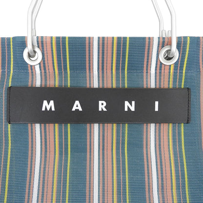 MARNI マルニ 美品 ストライプ フラワーカフェ トートバッグ レディース グリーン系 トートバッグ
