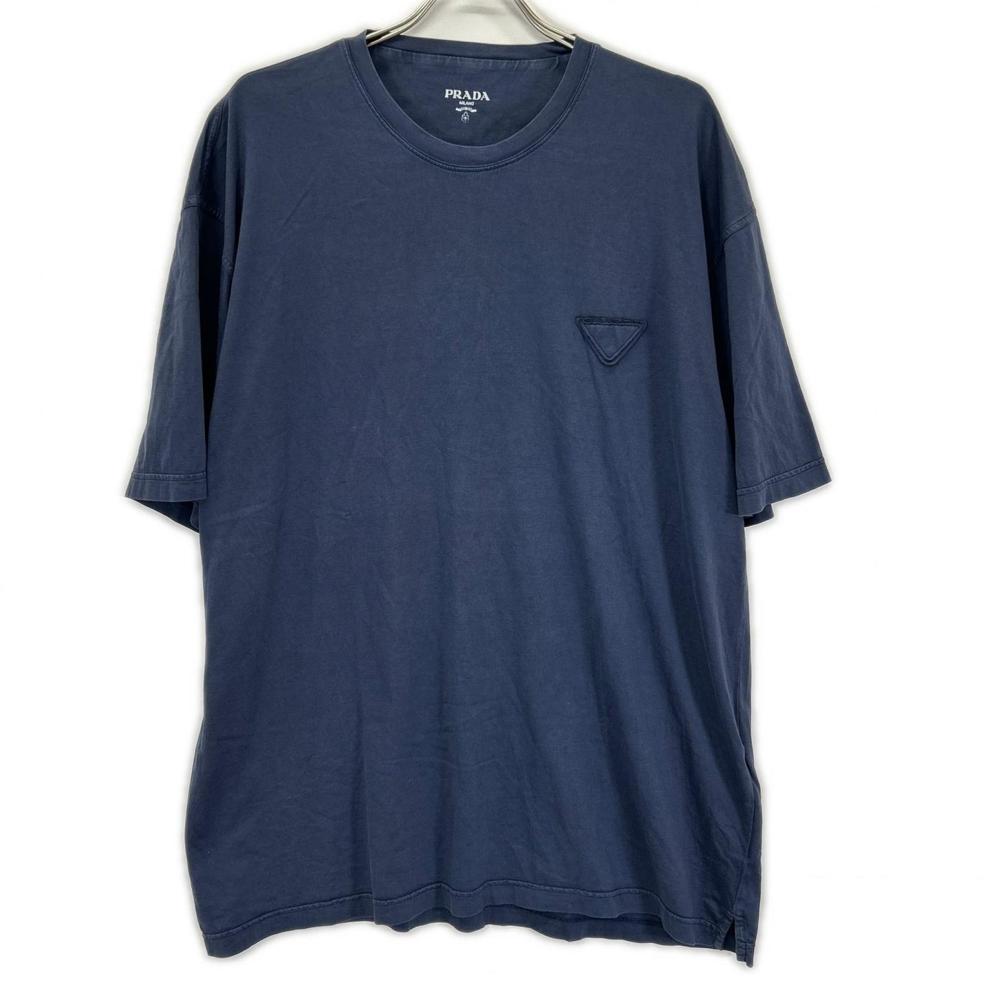 PRADA プラダ UJN852 S232 ネイビー トライアングルロゴ コットン 半袖Tシャツ トップス