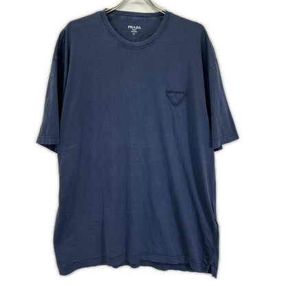 PRADA プラダ UJN852 S232 ネイビー トライアングルロゴ コットン 半袖Tシャツ トップス