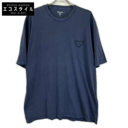 PRADA プラダ UJN852 S232 ネイビー トライアングルロゴ コットン 半袖Tシャツ トップス