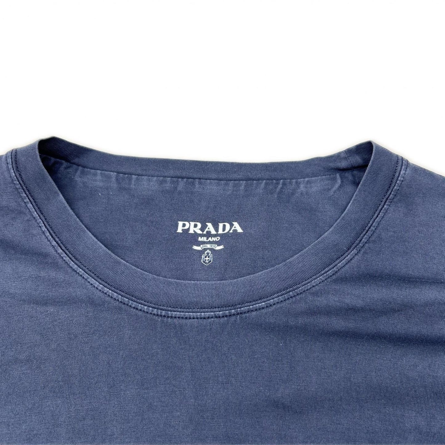 PRADA プラダ UJN852 S232 ネイビー トライアングルロゴ コットン 半袖Tシャツ トップス