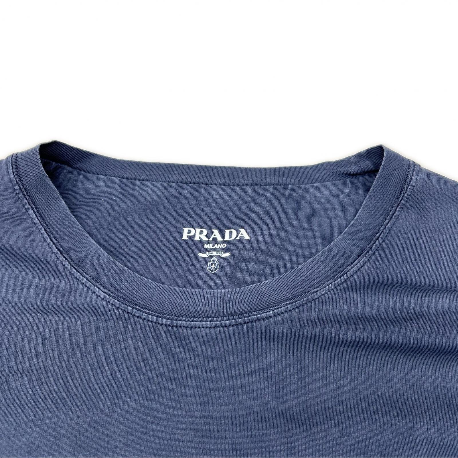 PRADA プラダ UJN852 S232 ネイビー トライアングルロゴ コットン 半袖Tシャツ トップス