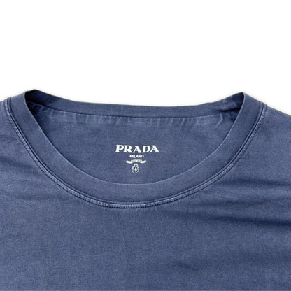 PRADA プラダ UJN852 S232 ネイビー トライアングルロゴ コットン 半袖Tシャツ トップス