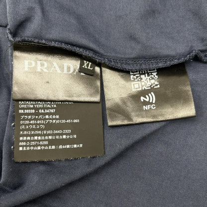 PRADA プラダ UJN852 S232 ネイビー トライアングルロゴ コットン 半袖Tシャツ トップス