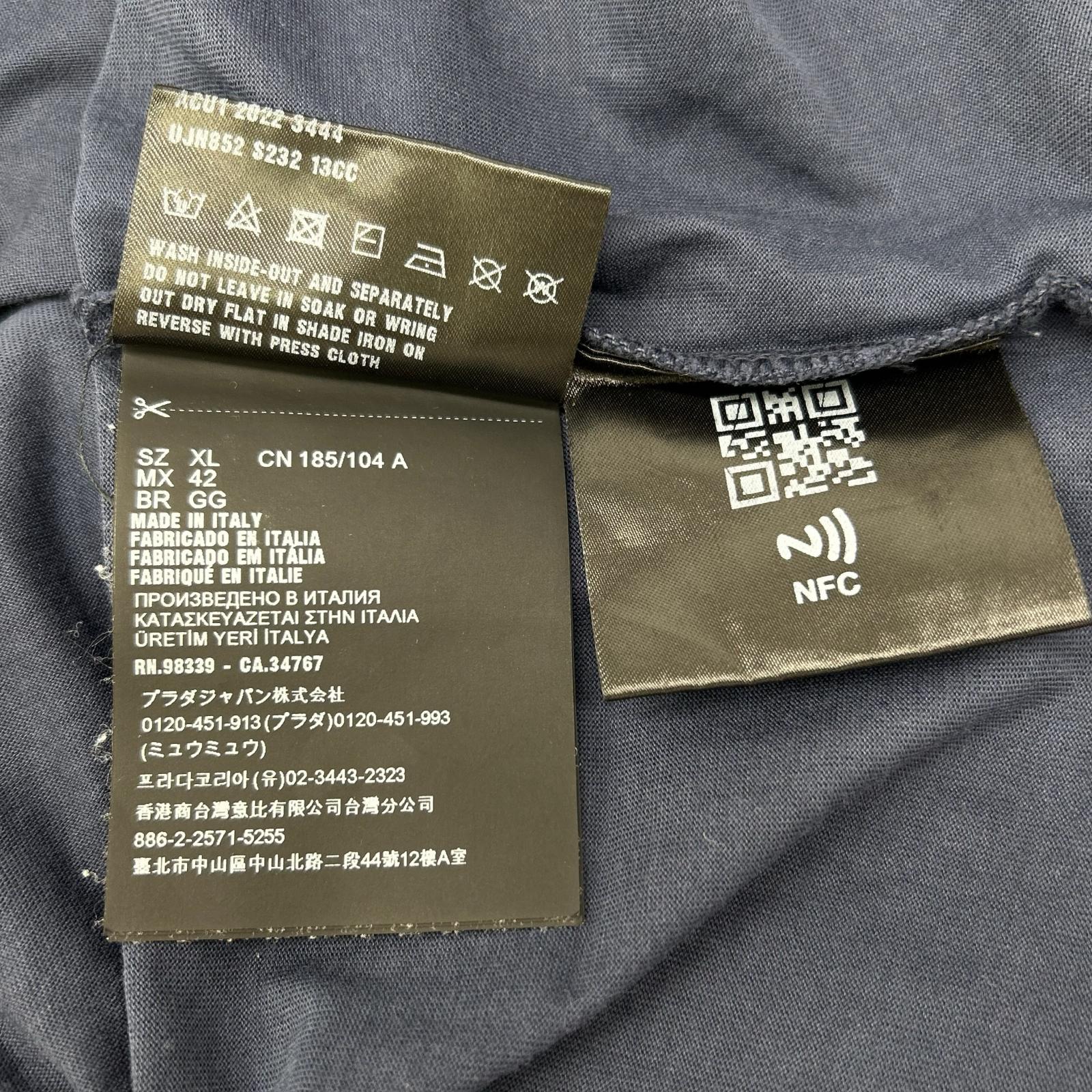 PRADA プラダ UJN852 S232 ネイビー トライアングルロゴ コットン 半袖Tシャツ トップス