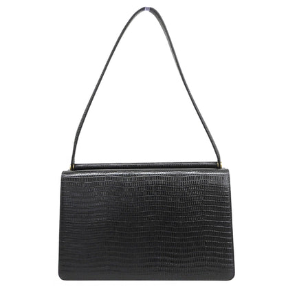 TOUT Y EST トゥティエ 新品同様 SAC PAUMELLE リザード型押し ショルダーバッグ 2ルーム レディース ブラック ショルダーバッグ