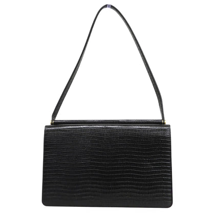TOUT Y EST トゥティエ 新品同様 SAC PAUMELLE リザード型押し ショルダーバッグ 2ルーム レディース ブラック ショルダーバッグ