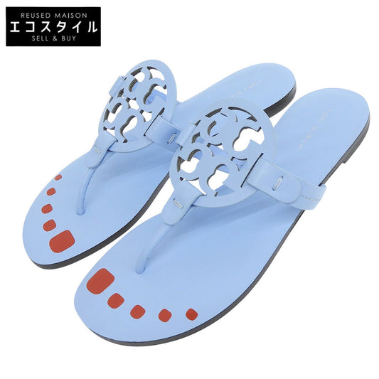 Tory Burch トリーバーチ 新品同様 ミラー ネイルポリッシュ サンダル シューズ レディース ペールブルー 6M 183515 シューズ