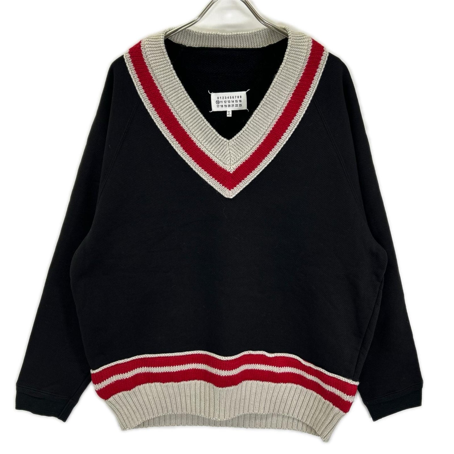 Maison margiela メゾンマルジェラ 20年製 S30GU0141 ネイビー Vネックニット 切替 スウェット トップス