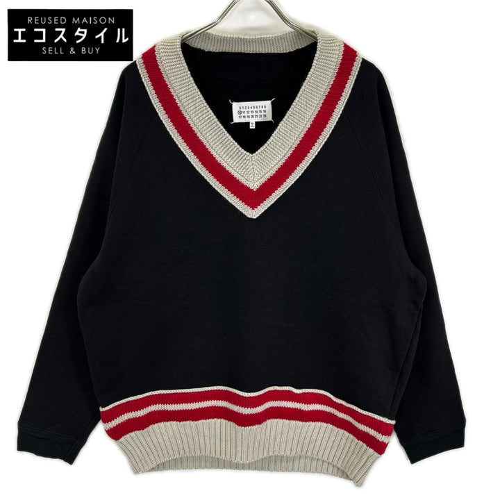 Maison margiela メゾンマルジェラ 20年製 S30GU0141 ネイビー Vネックニット 切替 スウェット トップス