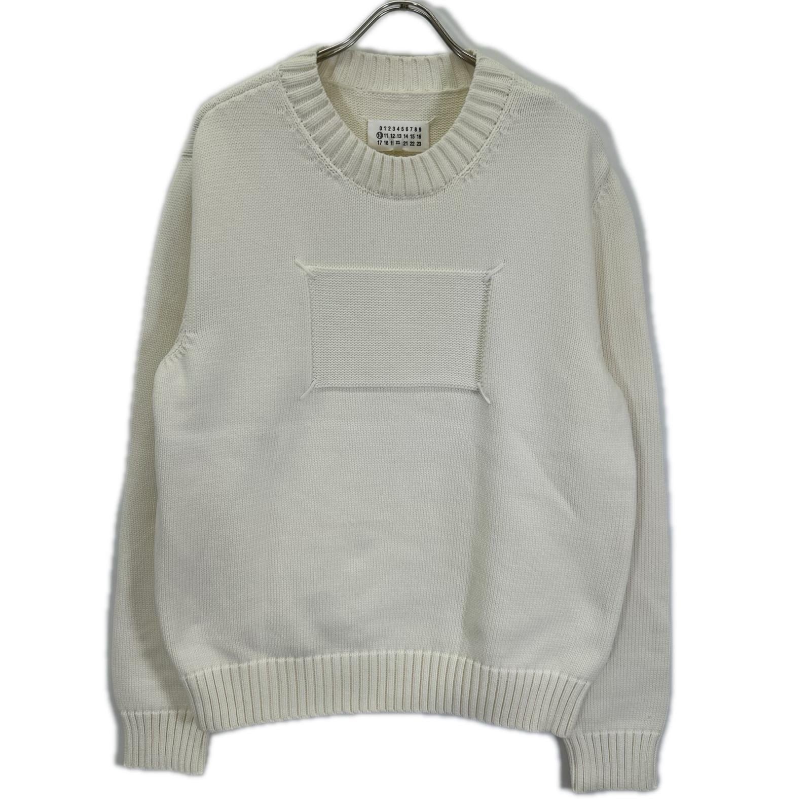 Maison margiela メゾンマルジェラ 20年製 S50GP0212 ホワイト ラベルロゴ 4ステッチ クルーネック ニットセーター トップス