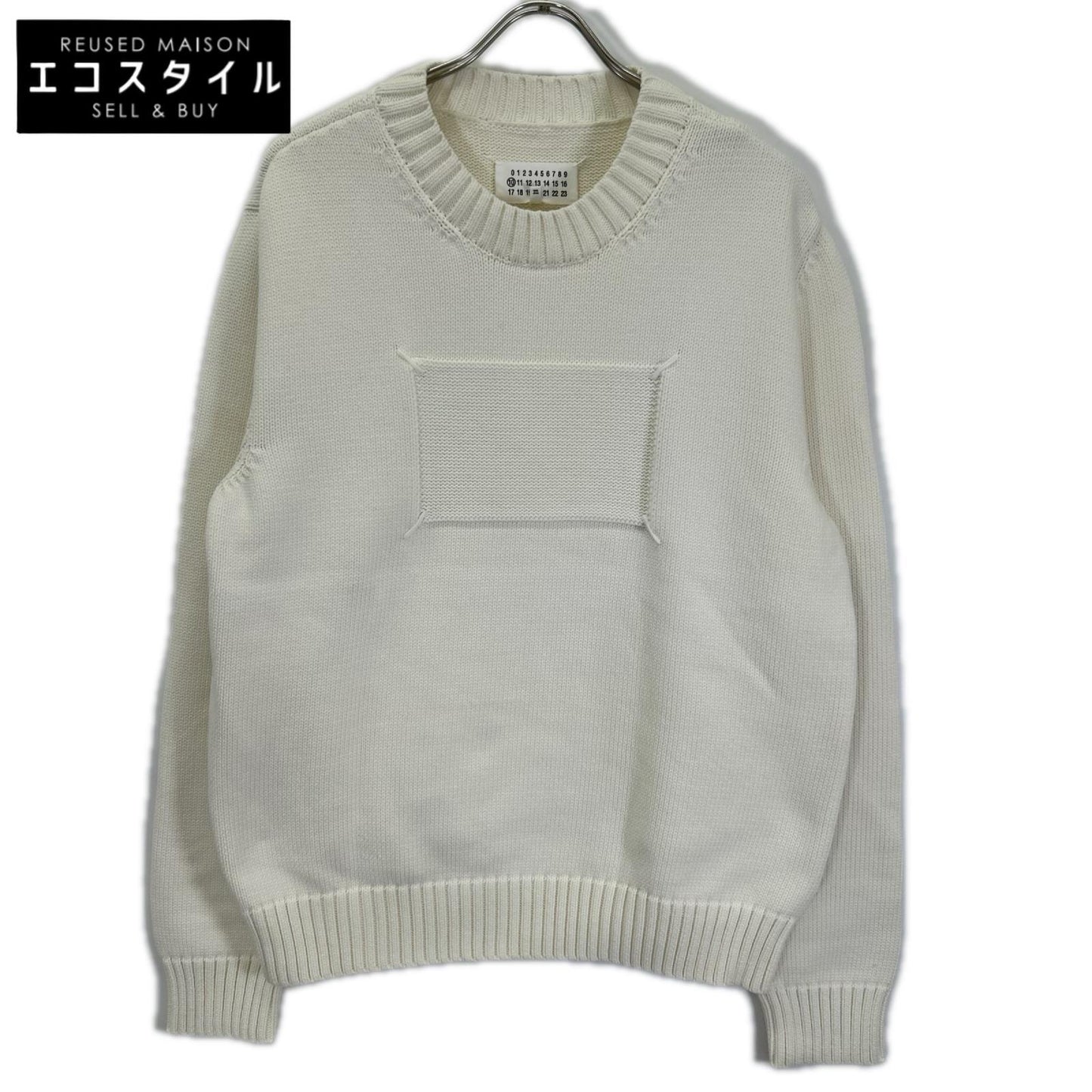 Maison margiela メゾンマルジェラ 20年製 S50GP0212 ホワイト ラベルロゴ 4ステッチ クルーネック ニットセーター トップス