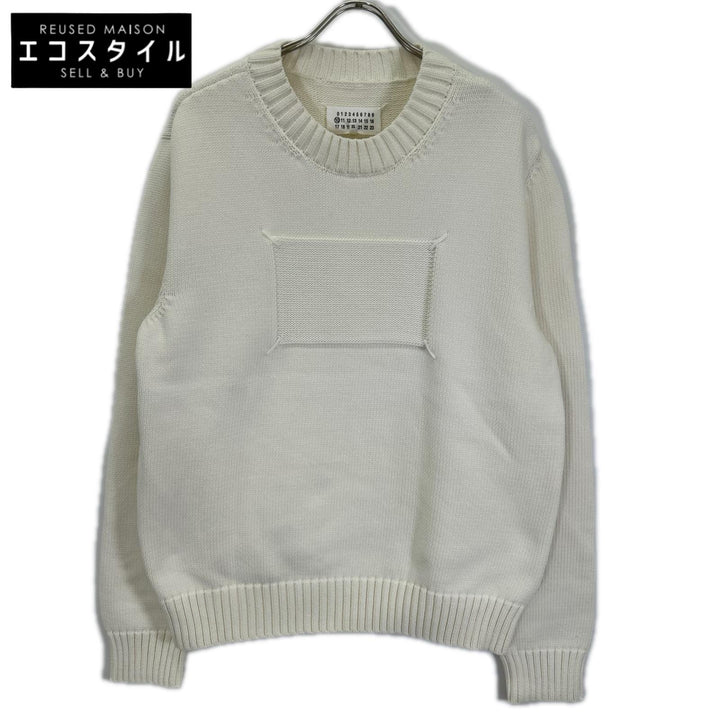 Maison margiela メゾンマルジェラ 20年製 S50GP0212 ホワイト ラベルロゴ 4ステッチ クルーネック ニットセーター トップス