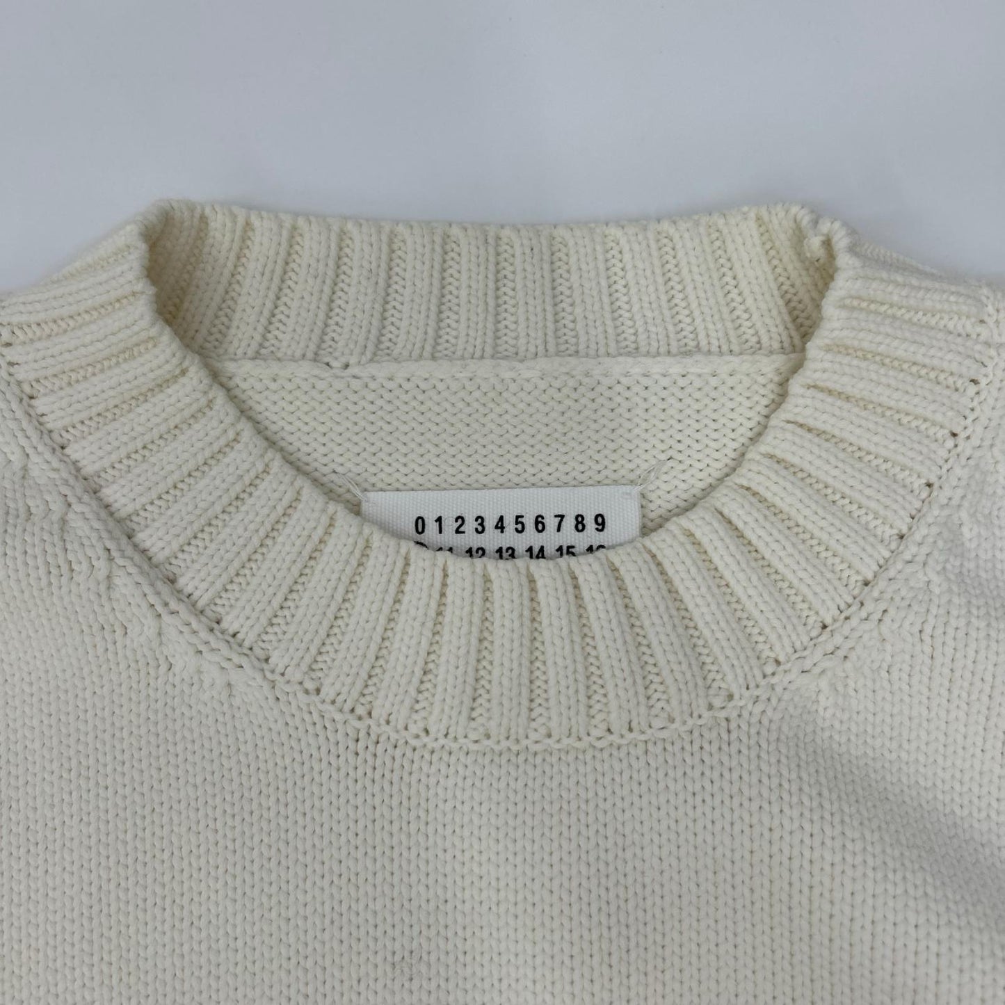 Maison margiela メゾンマルジェラ 20年製 S50GP0212 ホワイト ラベルロゴ 4ステッチ クルーネック ニットセーター トップス