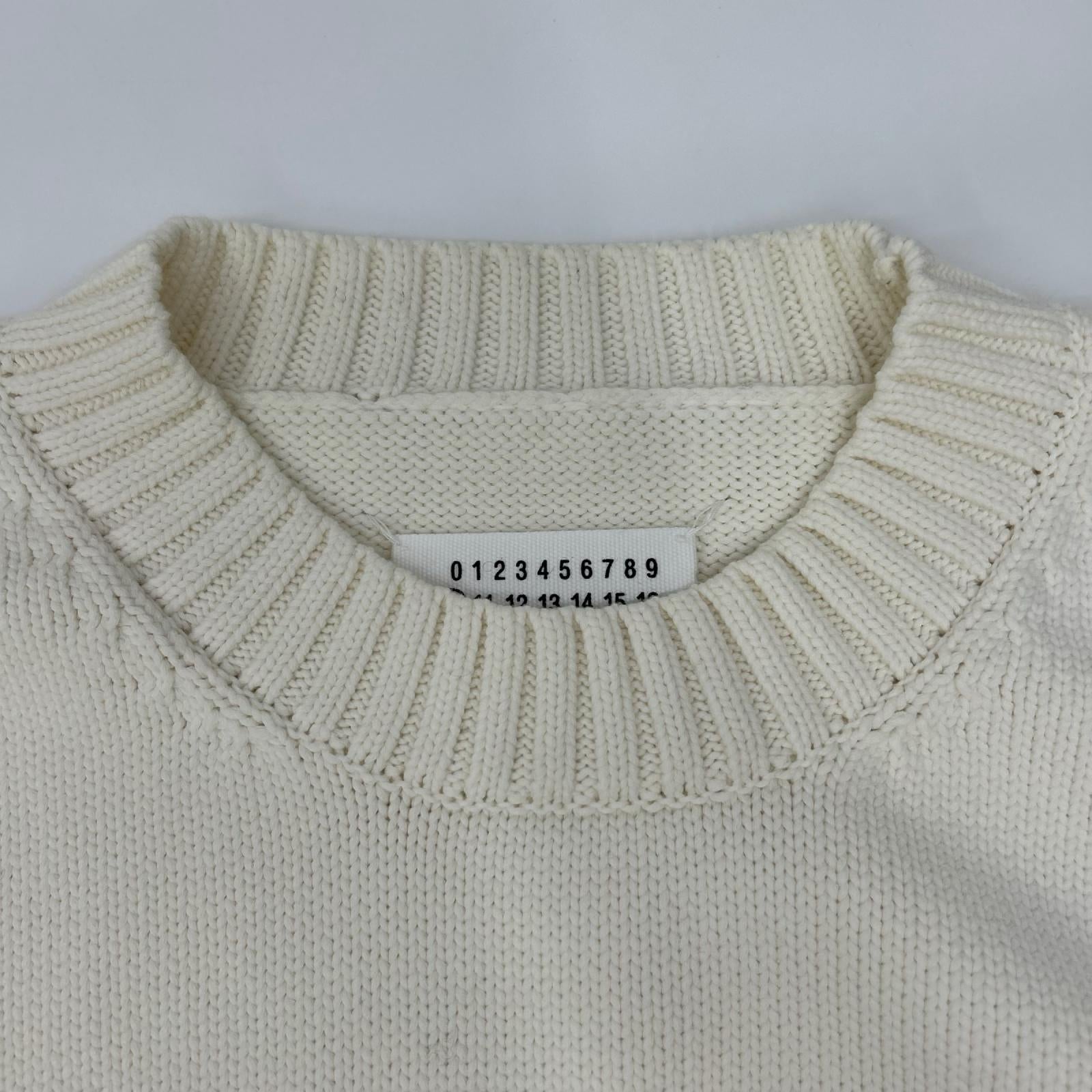 Maison margiela メゾンマルジェラ 20年製 S50GP0212 ホワイト ラベルロゴ 4ステッチ クルーネック ニットセーター トップス