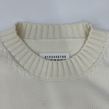 Maison margiela メゾンマルジェラ 20年製 S50GP0212 ホワイト ラベルロゴ 4ステッチ クルーネック ニットセーター トップス