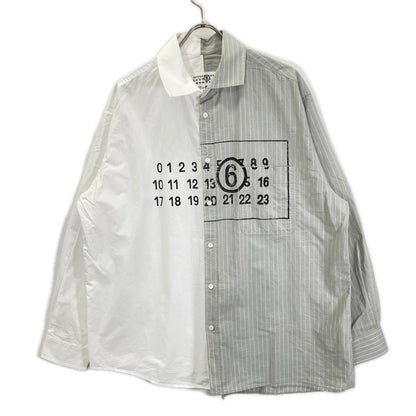 MM6 エムエムシックス SH0DT0016 ホワイト×グレー NUMERIC ASYMMETRIC SHIRT シャツ トップス