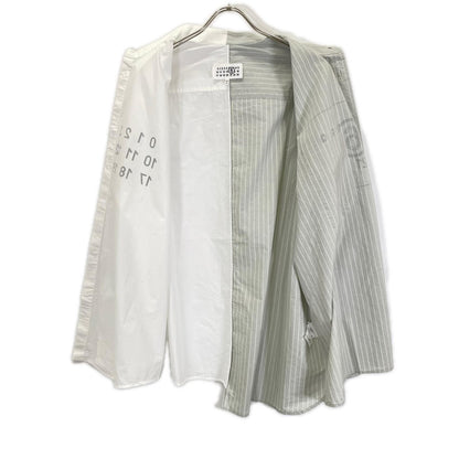 MM6 エムエムシックス SH0DT0016 ホワイト×グレー NUMERIC ASYMMETRIC SHIRT シャツ トップス
