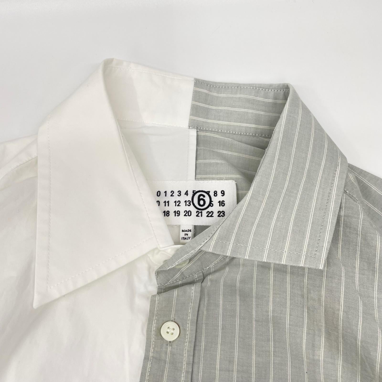 MM6 エムエムシックス SH0DT0016 ホワイト×グレー NUMERIC ASYMMETRIC SHIRT シャツ トップス