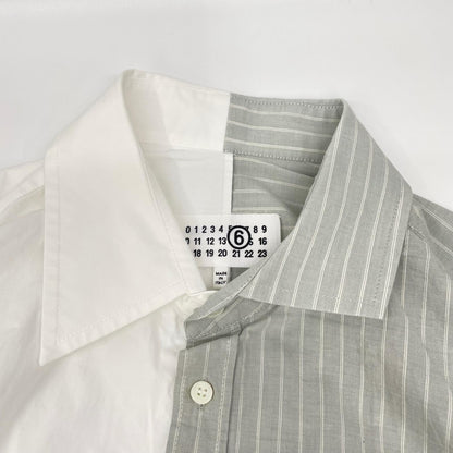 MM6 エムエムシックス SH0DT0016 ホワイト×グレー NUMERIC ASYMMETRIC SHIRT シャツ トップス