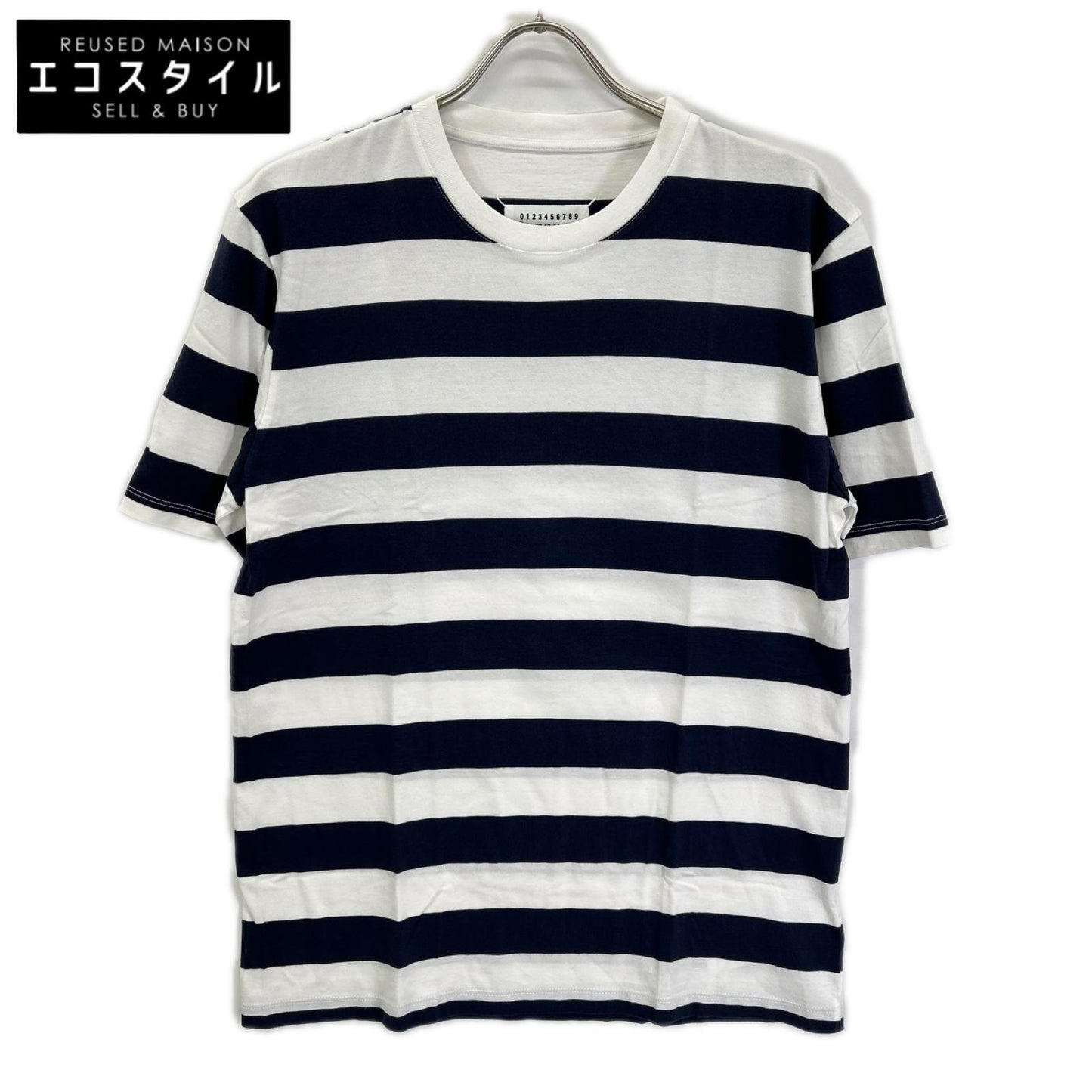 Maison margiela メゾンマルジェラ 19年製 S50GC0552 ホワイト×ネイビー ボーダー半袖Tシャツ トップス