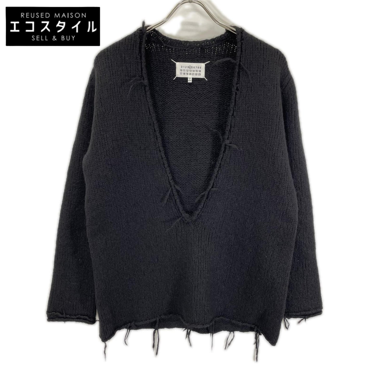 Maison margiela メゾンマルジェラ 16年製 S31GP0069 ブラック ヴァルーズ アルパカ混 フリンジ ニット トップス