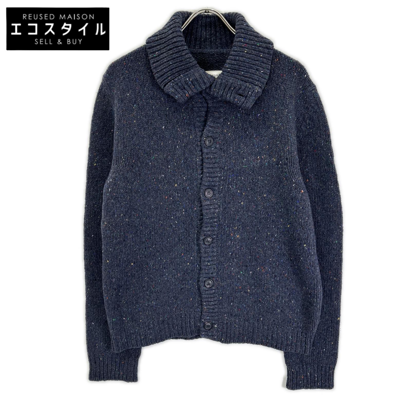 MARTIN MARGIELA マルタンマルジェラ 08年製 ここのえ期　30HA166 ネイビー ウール ネップ柄 ボタンカーディガン トップス