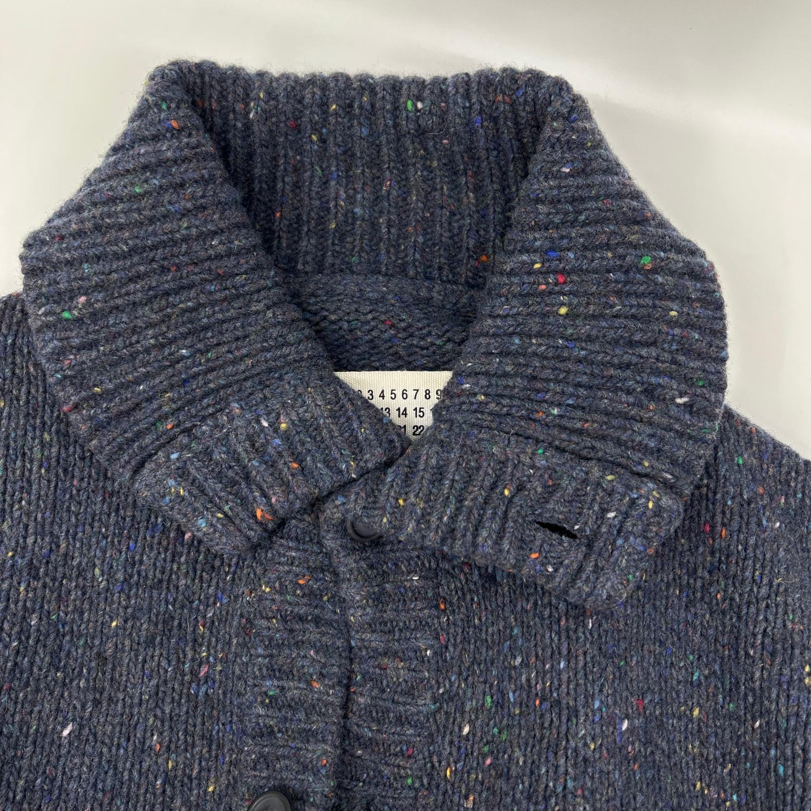 MARTIN MARGIELA マルタンマルジェラ 08年製 ここのえ期　30HA166 ネイビー ウール ネップ柄 ボタンカーディガン トップス